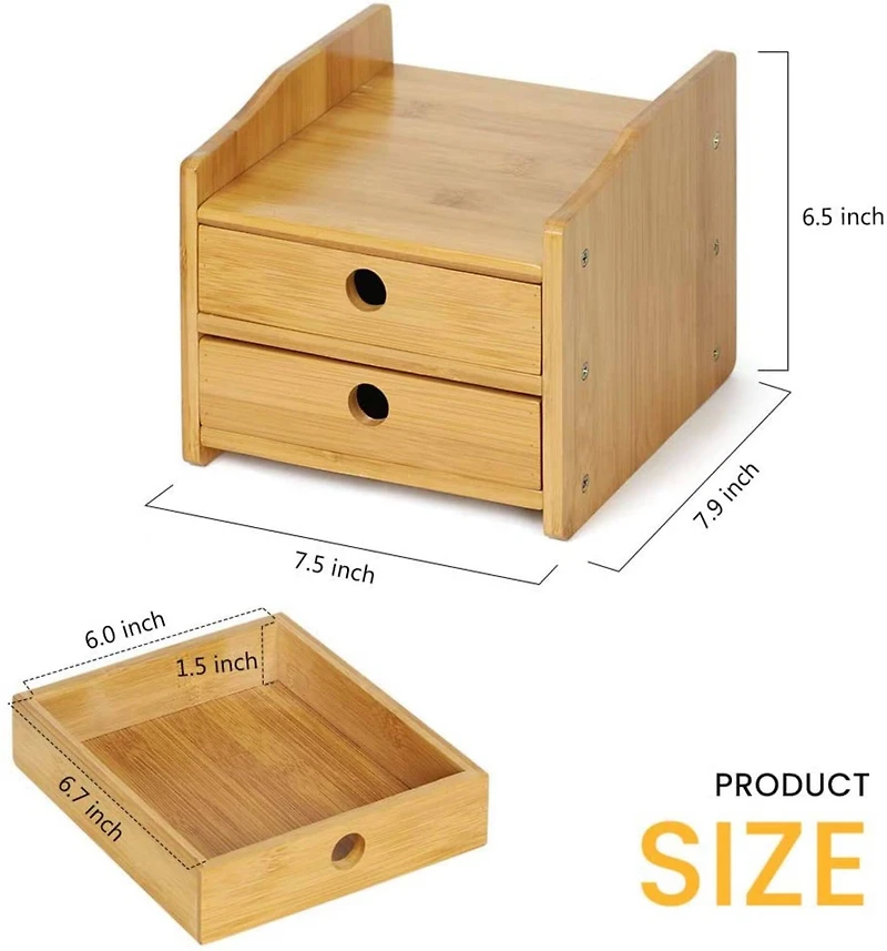 NEX™ Bamboo Countertop Storage Shelf with 2 Drawers