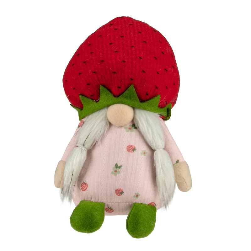 9.5" Green & Red Girl Springtime Strawberry Gnome