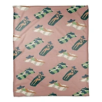 Pink Sun Bathers Pattern Coral Fleece Blanket
