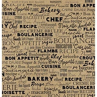 Paper Café Kraft & Black Bon Appetit 12" x 12" Cardstock, 15 Sheets