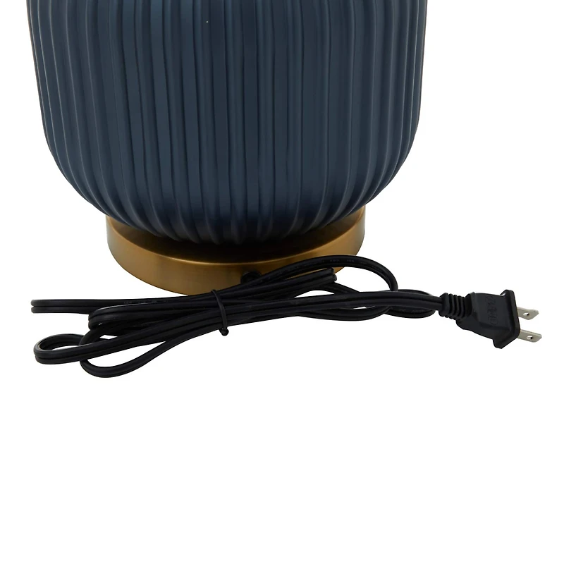 Blue Glass Transitional Table Lamp, 20" x 13" x 13"