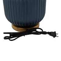 Blue Glass Transitional Table Lamp, 20" x 13" x 13"