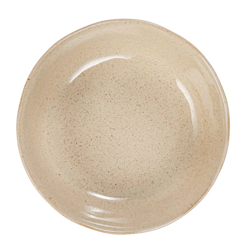 Hello Honey® 7" Cream Speckled Glaze Stoneware Footed Bowl