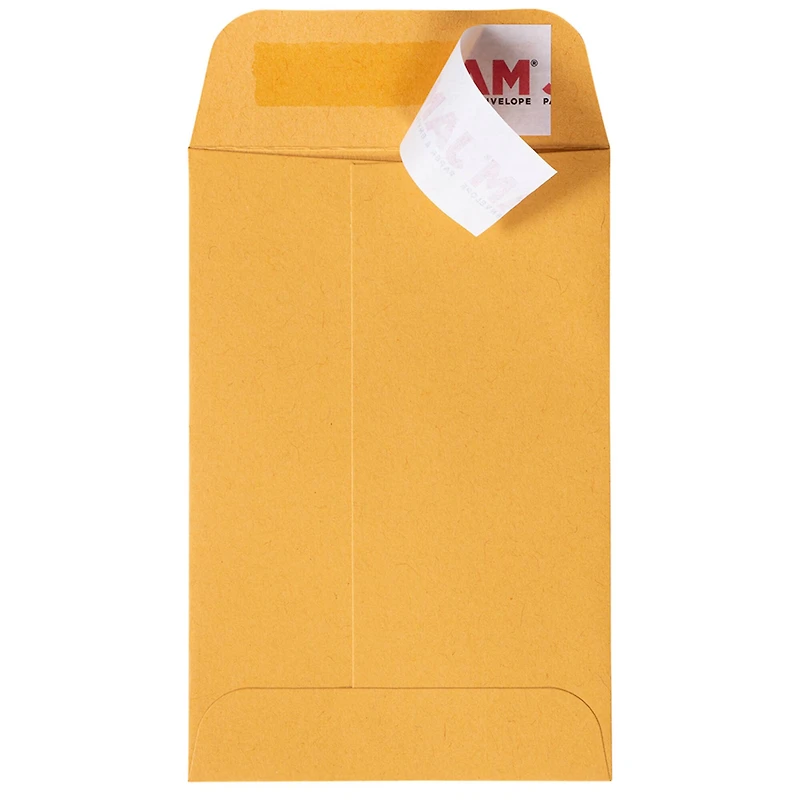 JAM Paper Brown Kraft Manila #4 Coin Business Commercial Envelopes with Peel and Seal Closure