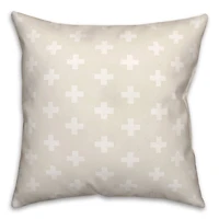 Beige & White Swiss Cross Pattern Throw Pillow