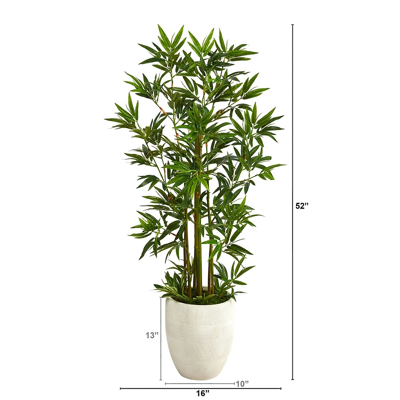 4ft. Bamboo Palm Tree in White Planter