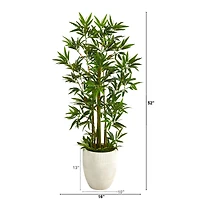 4ft. Bamboo Palm Tree in White Planter