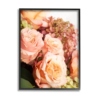 Stupell Industries Pink Rose Blossoms and Geraniums Spring Bouquet Photography Framed Wall Art