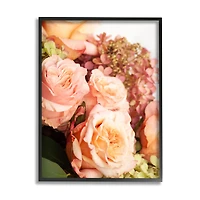 Stupell Industries Pink Rose Blossoms and Geraniums Spring Bouquet Photography Framed Wall Art