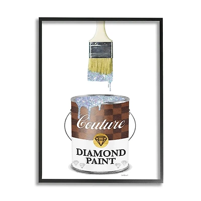 Stupell Industries Couture Diamond Paint Brown Fashion Pattern Pop Brush Framed Wall Art