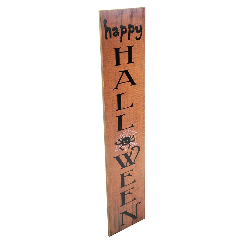 36" Orange Wood Happy Halloween with Spider Wall Sign
