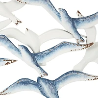 38" Blue Metal Bird Wall Décor with Brown Distressed Accents