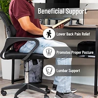 Mind Reader Lumbar Roll Pillow with Air-Cloud Memory Foam, Back, Waist & Hip Support, Breathable Cover & Adjustable Strap, Black