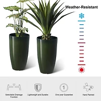 Glitzhome® 23.5" Gradient Green Faux Ceramic Tall Plastic Planters, 2ct.