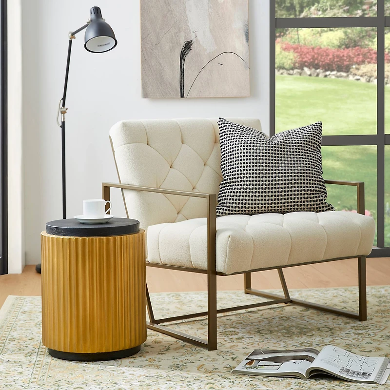 Glitzhome® 17.5" Antique Gold Fluted Side Table