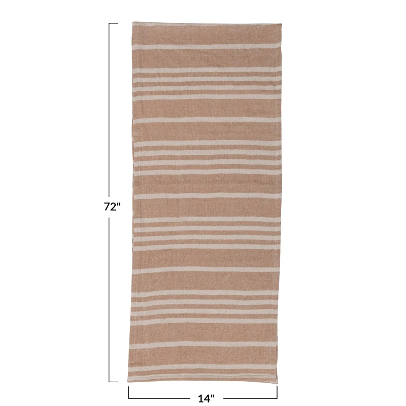 Hello Honey® 72" Tan & Natural Cotton Double Cloth Striped Table Runner