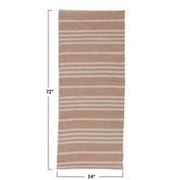 Hello Honey® 72" Tan & Natural Cotton Double Cloth Striped Table Runner