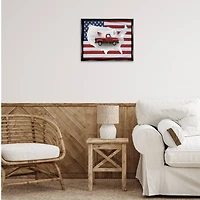 Stupell Industries Farmhouse American Flag Floater Framed Art
