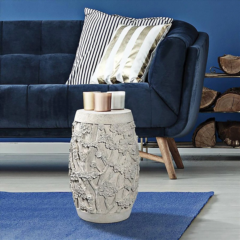 Design Toscano® 24" Stone Finish Sakura Cherry Blossom Asian Sculptural Pedestal Table