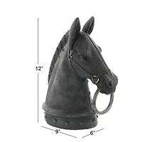 12" Black Polystone Horse Head Sculpture