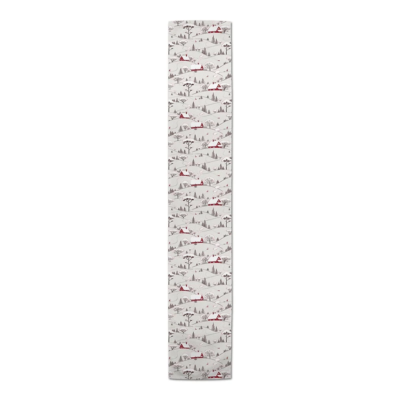 Snowy Village 16x72 Poly Twill Table Runner