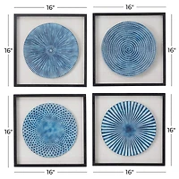 Blue Wood Coastal Abstract Art Wall Decor, Set of 4 16" x 16"