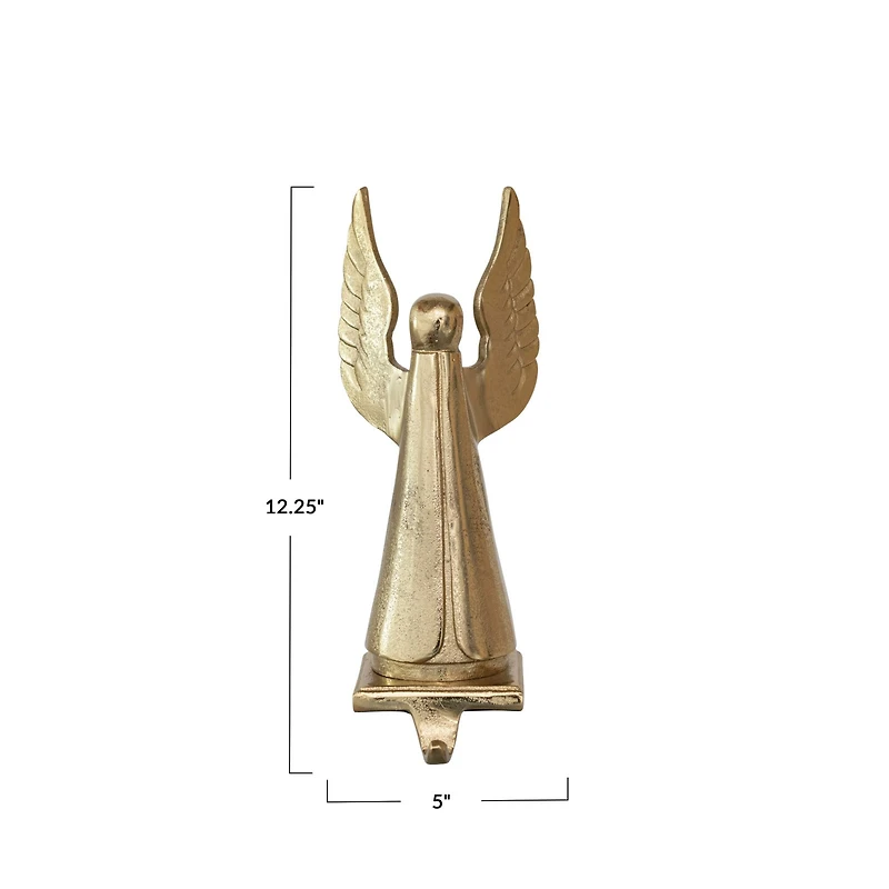 Hello Honey® 12" Gold Cast Aluminum Angel Stocking Holder
