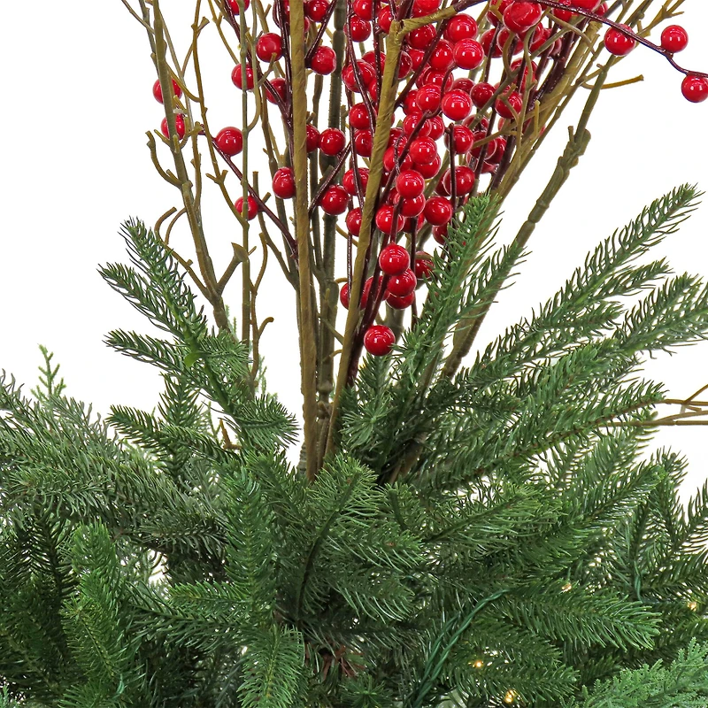 4ft. Green & Red LED Evergreen & Berry Arrangement in Urn