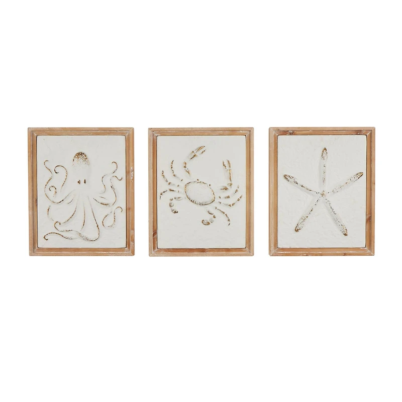 Framed Metal Sea Life Wall Décor Set
