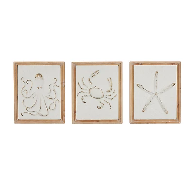 Framed Metal Sea Life Wall Décor Set