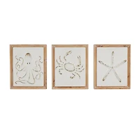 Framed Metal Sea Life Wall Décor Set