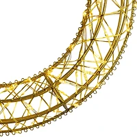LED Lighted Hanging Christmas Wreath Decorations - 18" -  Set of 2 - Gold Lights