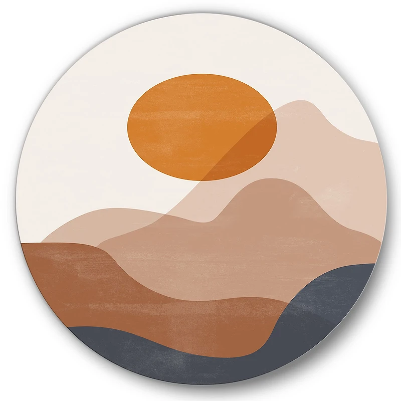 Designart - Abstract Red Moon In Earth Toned Mountains II
