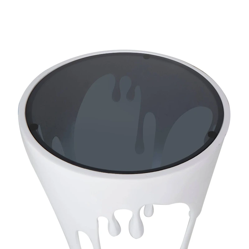 White Aluminum Drip Accent Table with Melting Designed Body