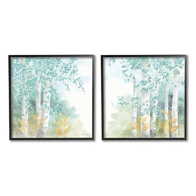 Stupell Industries Birch Tree Forest Tranquil Green Gold Watercolor,12" x 12"