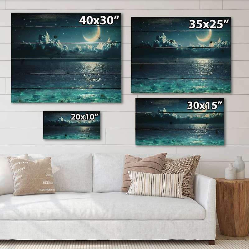 Designart - Romantic Moon Over Deep Blue Sea I