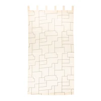 Hello Honey® 84" Ivory and Black Modern Cotton Curtain Panel with Geometric Embroidery
