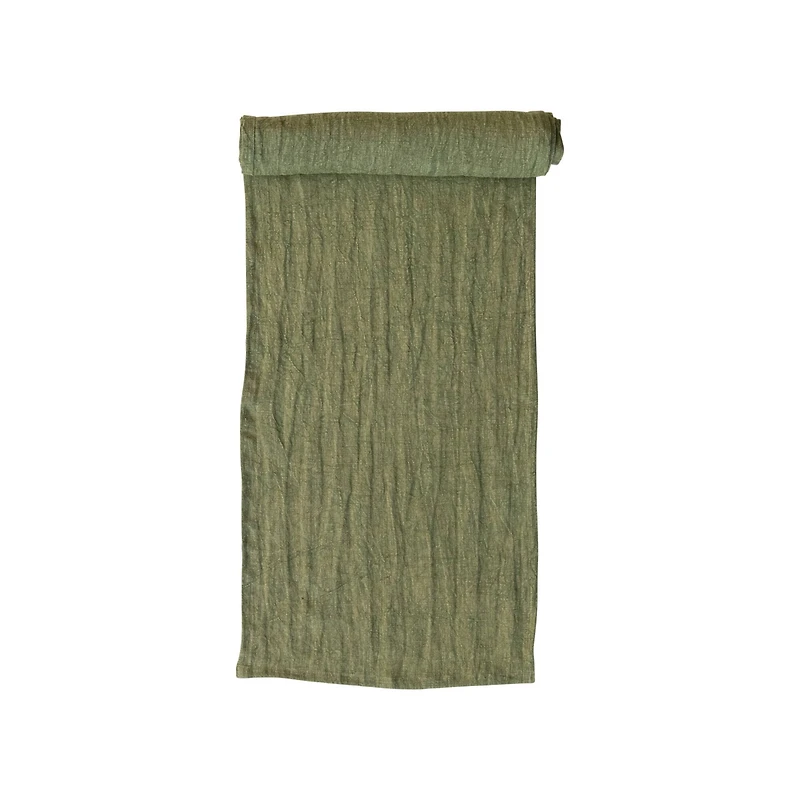 Hello Honey® 108" Green Stonewashed Linen Table Runner