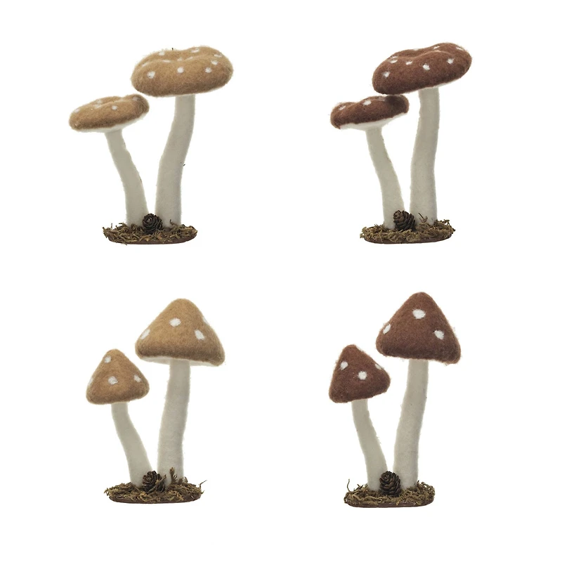 Hello Honey® Brown & Cream Felt & Foam Mushroom Decor Accent Set