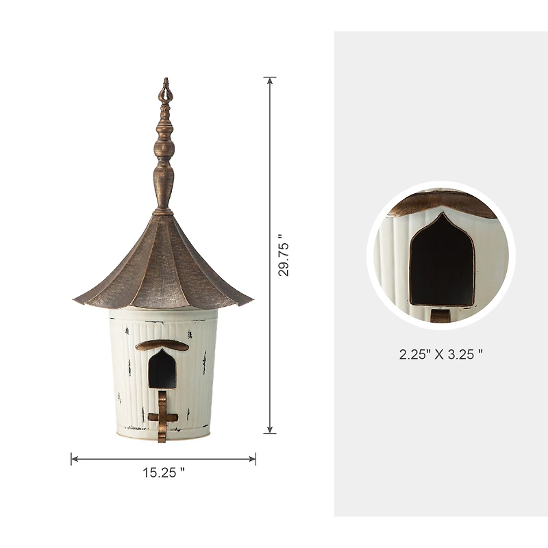 Glitzhome® 30" White Pagoda Metal Birdhouse
