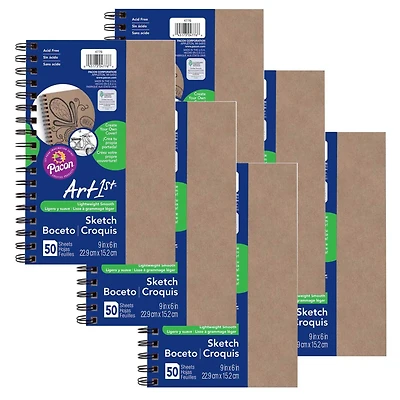 Pacon® UCreate® 9" x 6" Natural Chip Cover Create Your Own Cover Sketch Diary, 6ct.