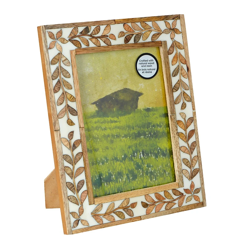 5" x 7" Brown & White Leaf Wood Tabletop Frame, Atelier by Studio Décor®