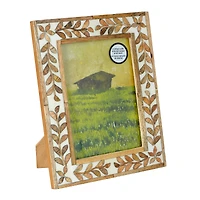 5" x 7" Brown & White Leaf Wood Tabletop Frame, Atelier by Studio Décor®
