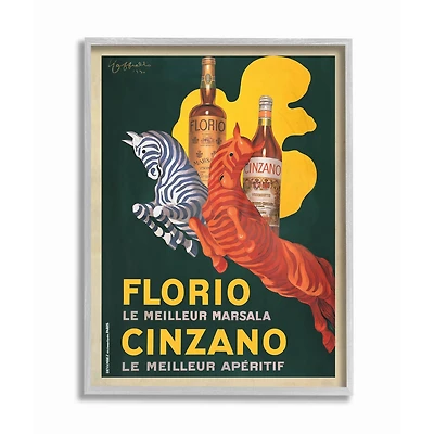 Stupell Industries Florio Cinzano Vintage Poster in Gray Frame Wall Art