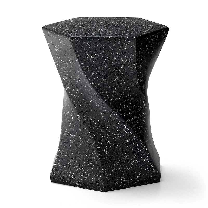 Glitzhome® 17.75" Multifunctional Twist-Style Faux Terrazzo Garden Stool