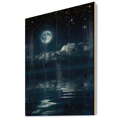 Designart - Full Moon in Cloudy Night Sky I