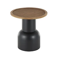 19.5" Black Metal & Rattan Accent Table