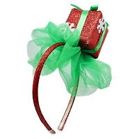 Green & Red Glitter Present & Tulle Headband by Celebrate It™