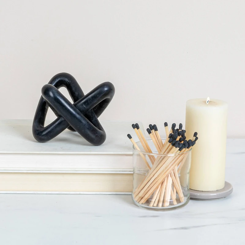Hello Honey® 3.5" Black Modern Decorative Marble Link Knot