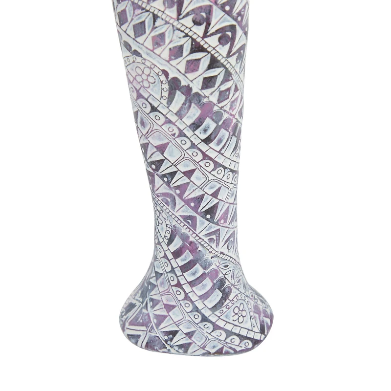 Set of 2 Multi Polystone Eclectic Sculptures, 13" x 3" x 3"